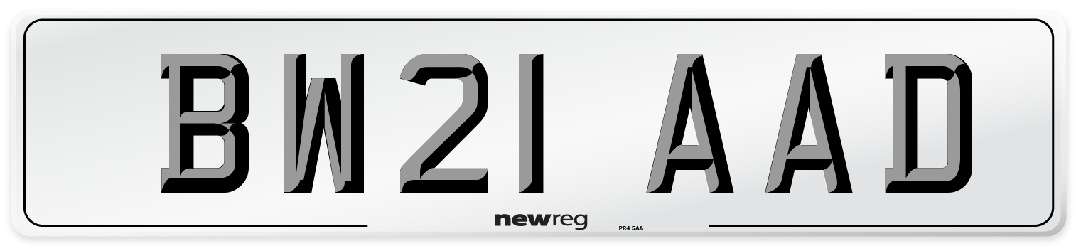 BW21 AAD Number Plate from New Reg